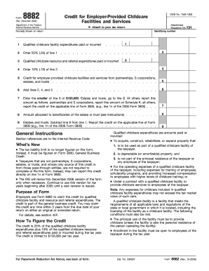Form 8882 Credit for Employer-Provided Childcare