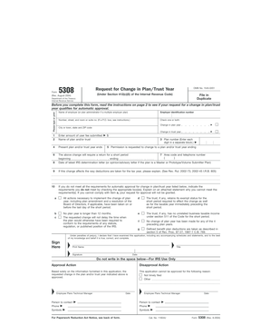 IRS Form 5308 Request for Change in Plan/Trust Year