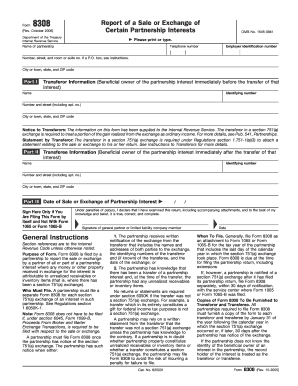 IRS Form 8308 Report of a Sale or Exchange of Certain Partnership Interests