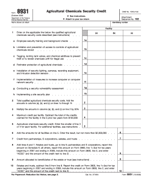 Agricultural Chemicals Security Credit Form 8931