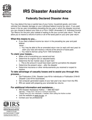 IRS Disaster Assistance Form