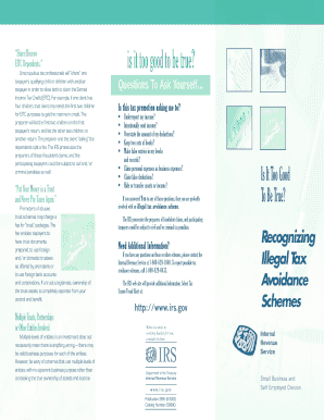 IRS Tax Avoidance Schemes Warning