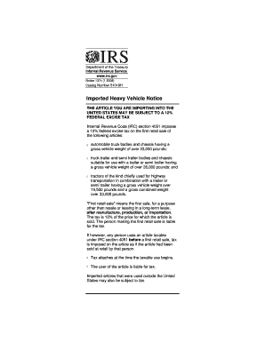 IRS Notice 1374 Imported Heavy Vehicle Tax