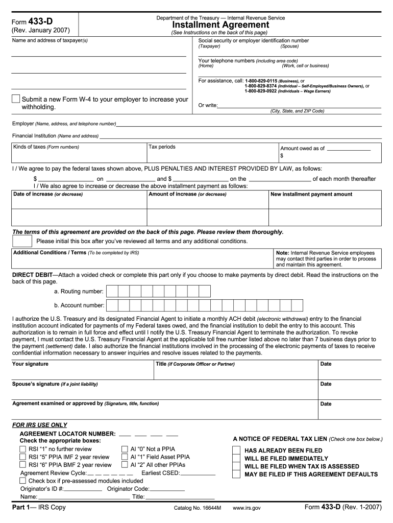Irs Form 433 D Printable Read iesanfelipe edu pe