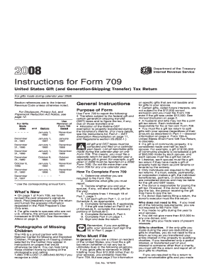 2008 US Gift Tax Return Instructions