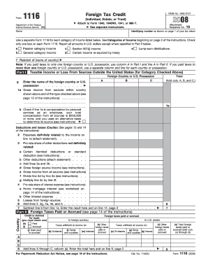 Form 1116 Foreign Tax Credit