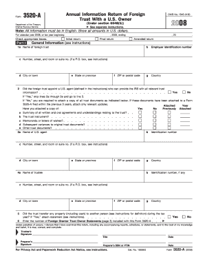 Form 3520-A Annual Information Return of Foreign Trust