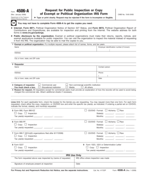 IRS Form 4506-A Request for Public Inspection or Copy