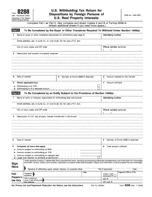 US Withholding Tax Return Form 8288