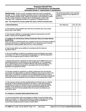 Employee Benefit Plan Contribution and Benefit Limitations Worksheet