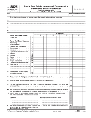 IRS Form 8825 Rental Real Estate Income and Expenses