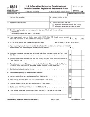 Form 8891 US Information Return for Beneficiaries