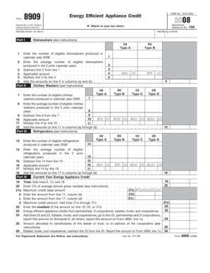 IRS Form 8909 2008 Energy Efficient Appliance Credit