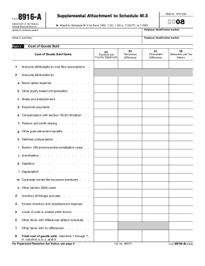 IRS Form 8916-A 2008