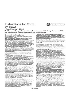 Form W-8ECI Instructions