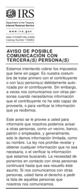 AVISO DE POSIBLE COMUNICACIÓN CON TERCERA(S) PERSONA(S)