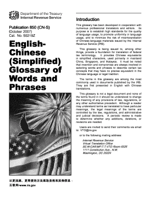IRS Chinese-English Tax Glossary