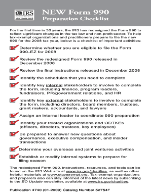 IRS Form 990 Preparation Checklist