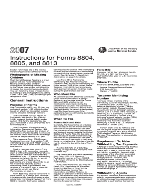 IRS Instructions for Forms 8804, 8805, and 8813