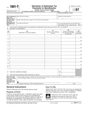 IRS Form 1041-T 2007