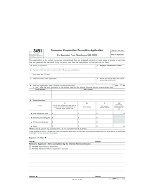 IRS Form 3491 Consumer Cooperative Exemption Application