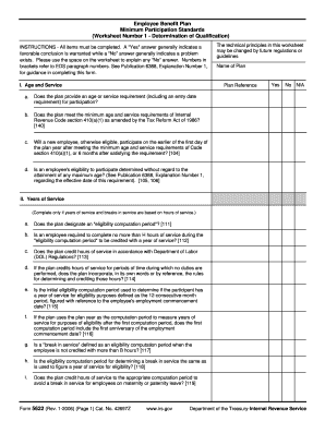 IRS Form 5622 Employee Benefit Plan