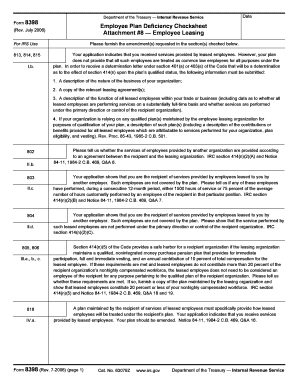 IRS Form 8398 Employee Plan Deficiency Checksheet