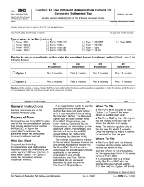 Form 8842 Election to Use Different Annualization Periods