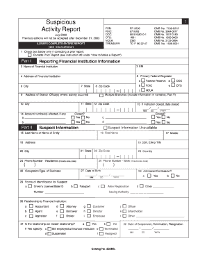 Suspicious Activity Report FRB Form 2230
