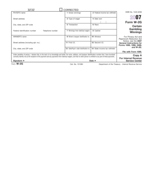 Form W-2G Gambling Winnings