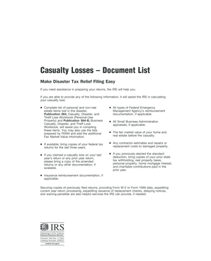 IRS Casualty Losses Document List