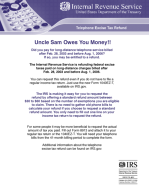 IRS Telephone Excise Tax Refund Form