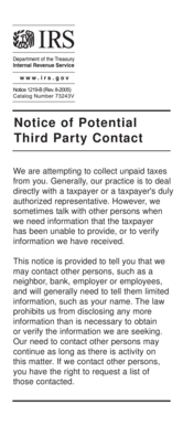 Notice of Potential Third Party Contact