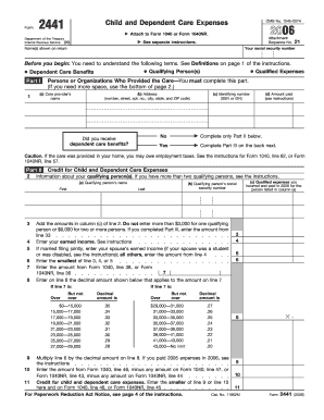 Child and Dependent Care Expenses Form 2441