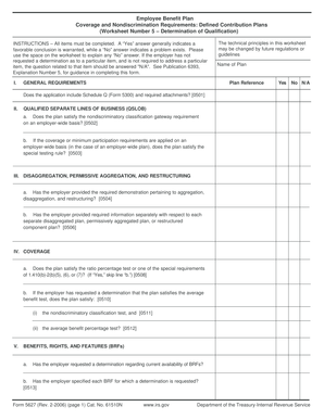 IRS Form 5627 Defined Contribution Plan Worksheet