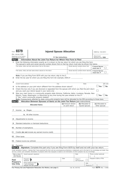 IRS Form 8379 Injured Spouse Allocation