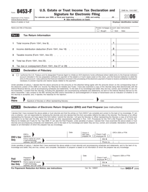 US Estate or Trust Income Tax Declaration Form 8453-F