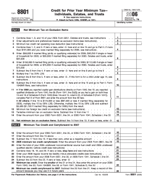 IRS Form 8801 2006