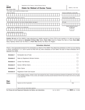 IRS Form 8849 Claim for Refund of Excise Taxes