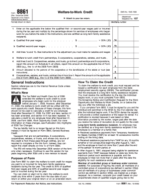Welfare-to-Work Credit Form 8861