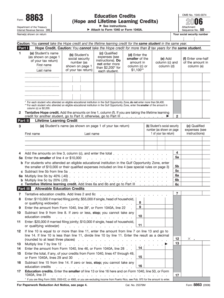 what is form 8863 Preview on Page 1