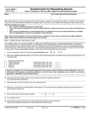 IRS Form 12510 Questionnaire for Requesting Spouse