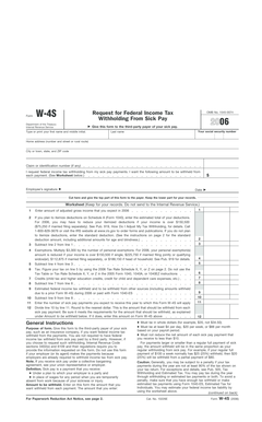 Form W-4S Withholding From Sick Pay