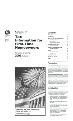 IRS Publication 530 Tax Information for First-Time Homeowners
