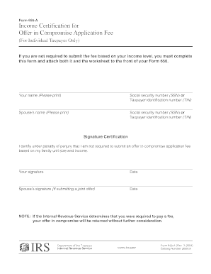 Form 656-A Income Certification