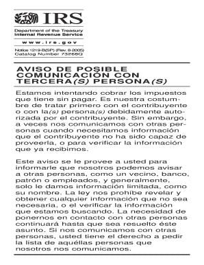 AVISO DE POSIBLE COMUNICACIÓN CON TERCERA(S) PERSONA(S)