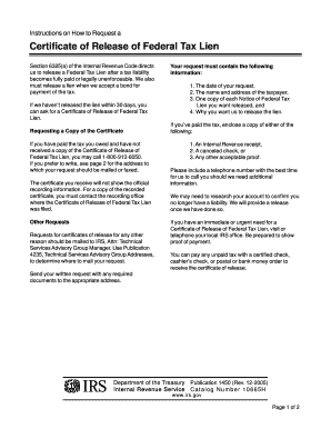 Certificate of Release of Federal Tax Lien