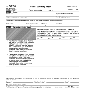 Form 720-CS Carrier Summary Report