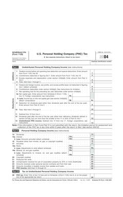 US Federal Form 1120 Schedule PH