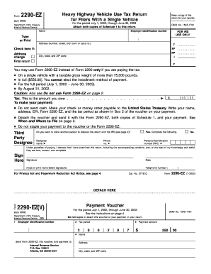 Form 2290-EZ Heavy Highway Vehicle Use Tax Return